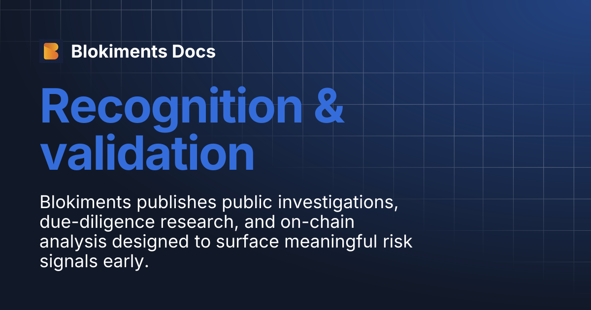 Recognition & validation | Blokiments Docs